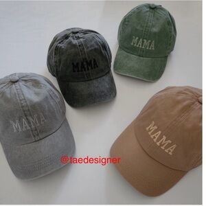 NWT Mama embroidered baseball hat. Blue, grey, and brown available.